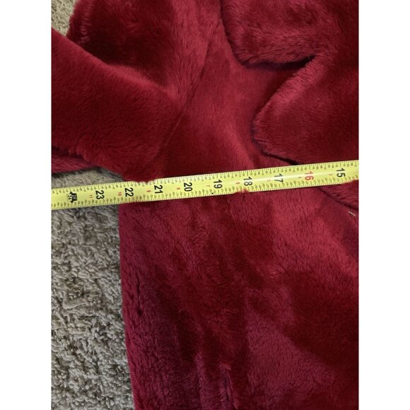 NWT VTG Red Faux Fur Long Line Full Length Duster Coat Mob Wife Glam Hollywood S - Picture 8 of 9